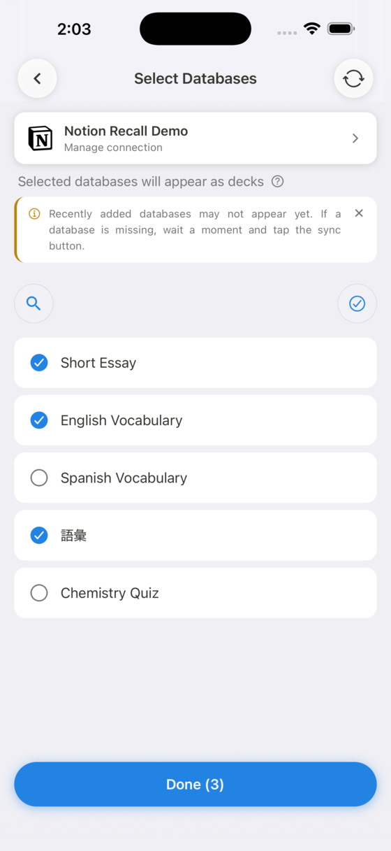 Step 7: Pick the databases to study